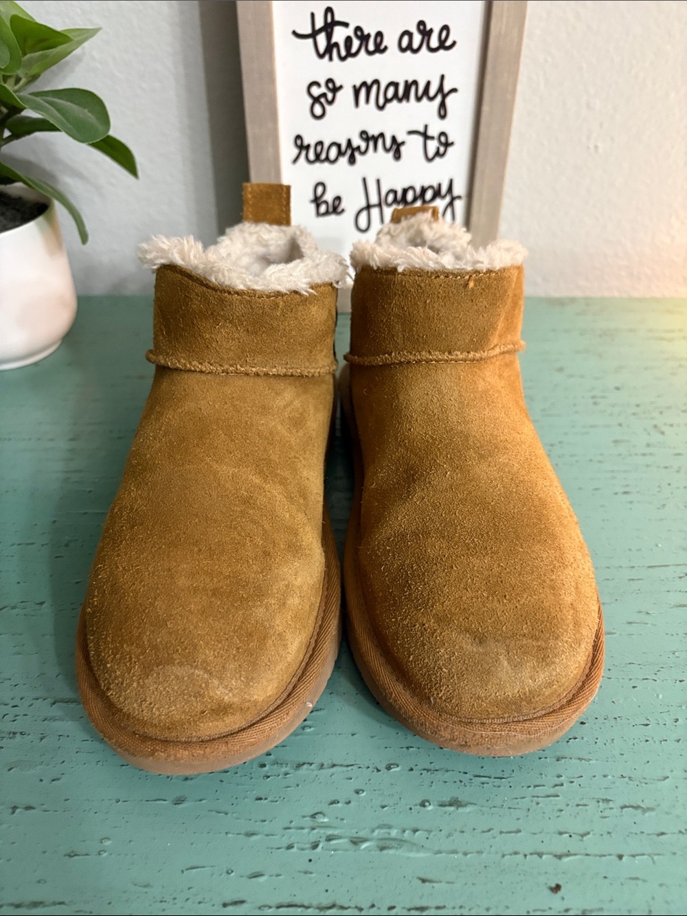 Koolaburra Kids Tan Suede Shearling-Lined Booties